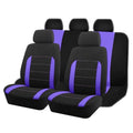 AUTO PLUS Universal Fabric car seat covers in black polyester with bold purple panels and stitched front-seat inserts